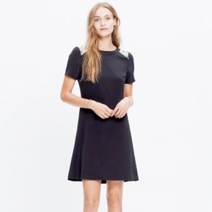 Madewell Silk Sequin Yoke Dress Black Gold
